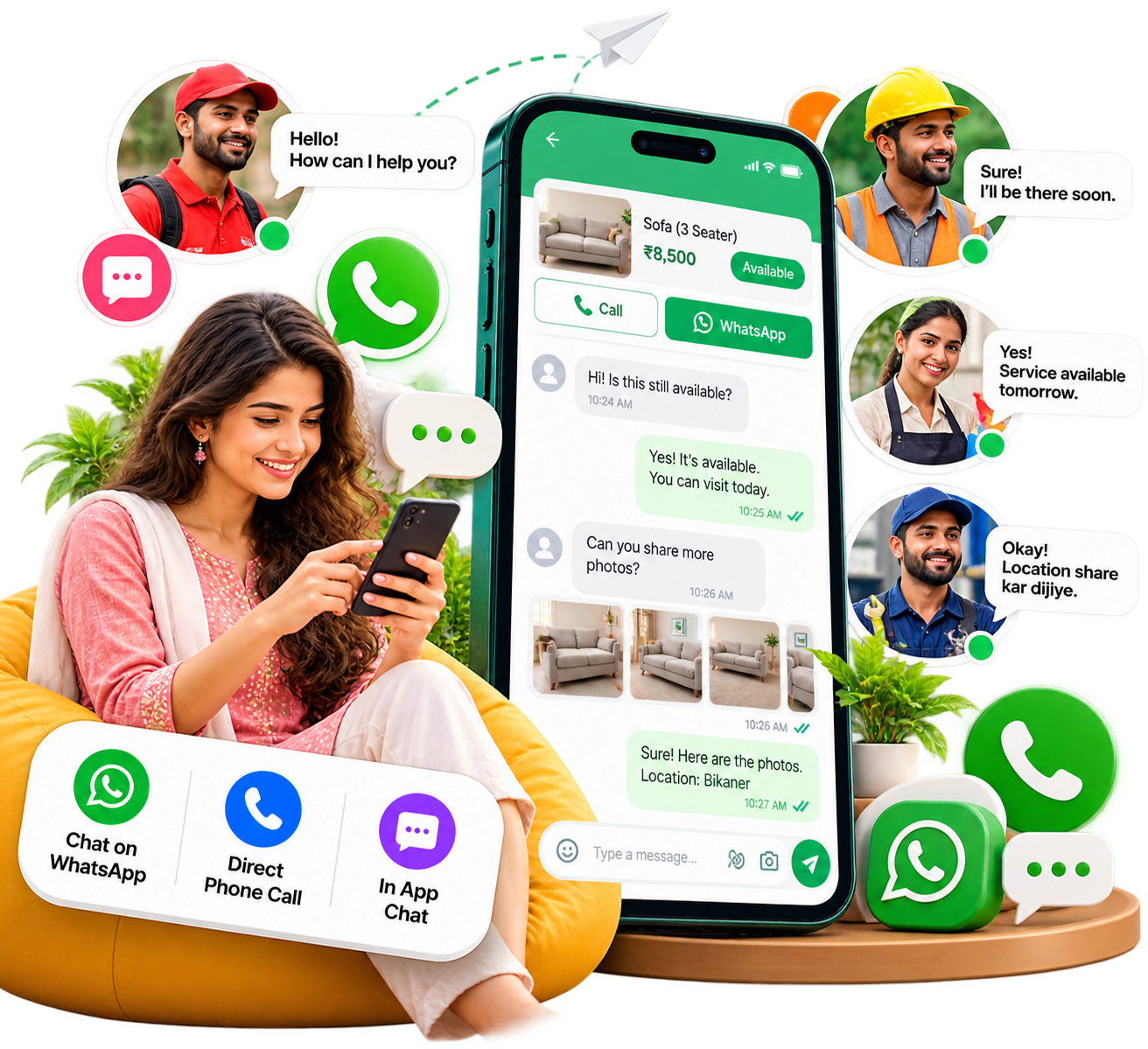 Direct WhatsApp, Call & Chat