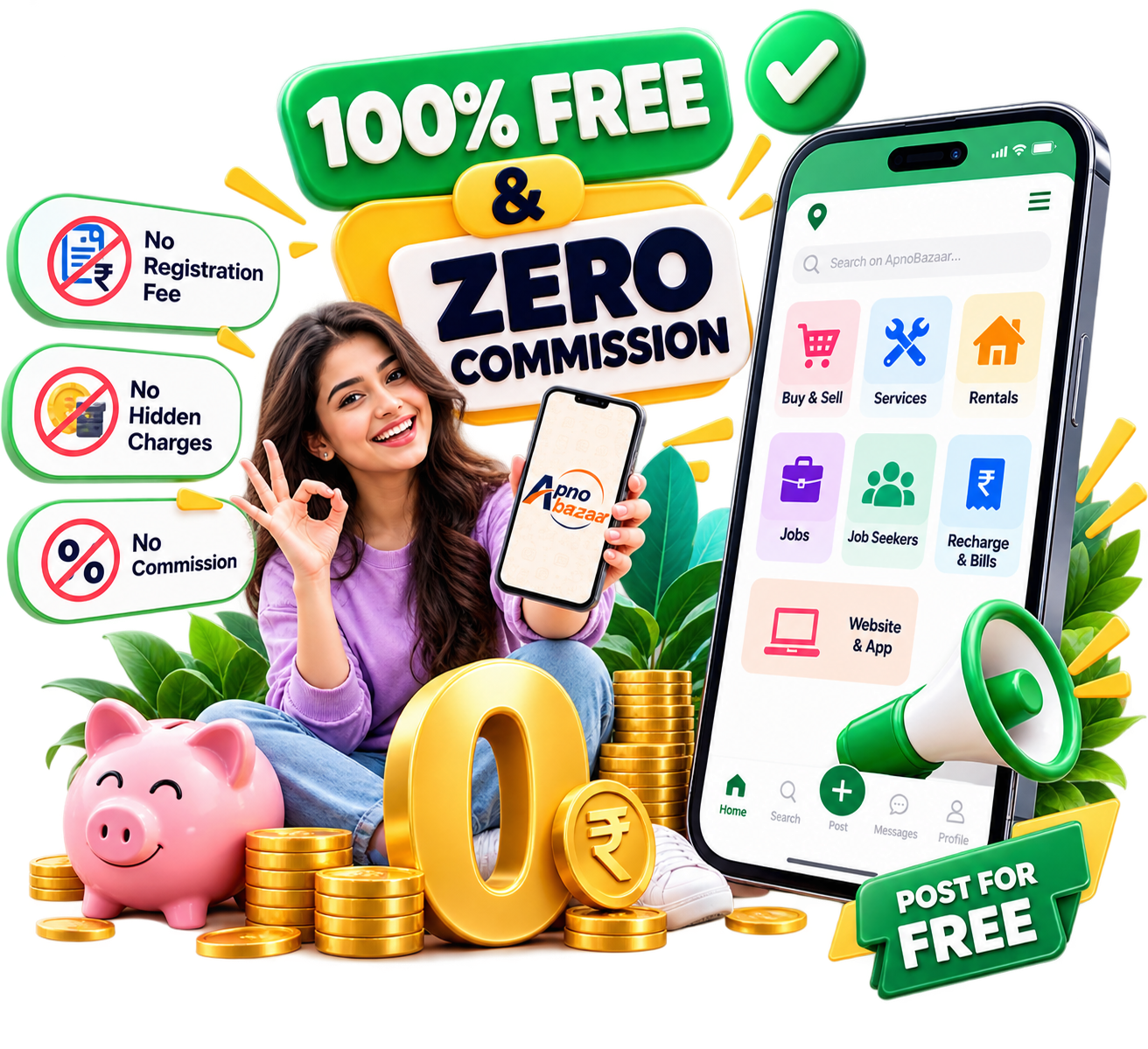 100% Free & Zero Commission